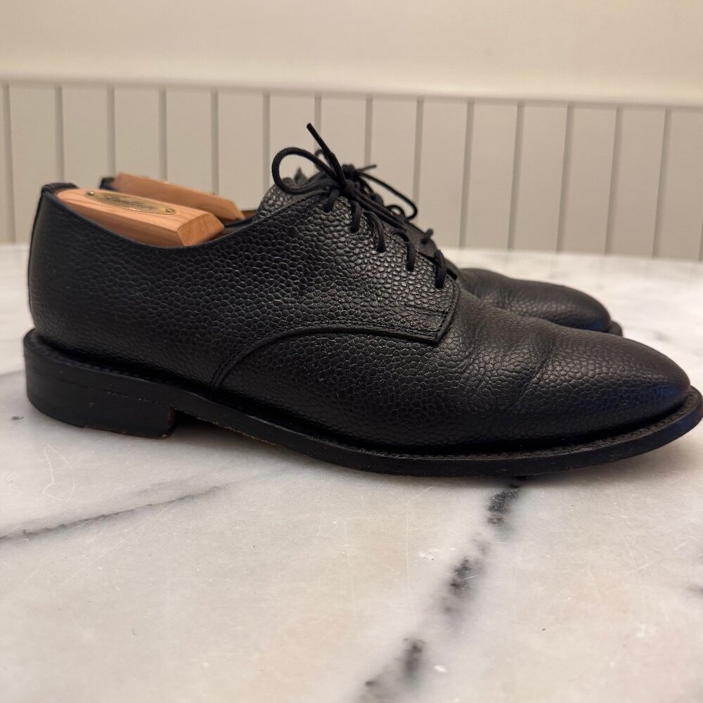 Steven Alan Mens Dress Shoes 10 Black Pebble Grain Leather Plain Toe Blucher